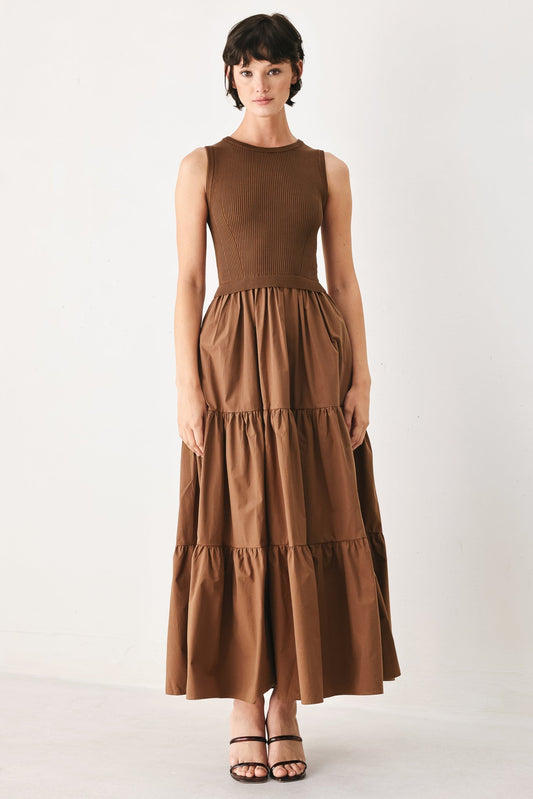 Espresso Dream Sweater Knit Midi Dress