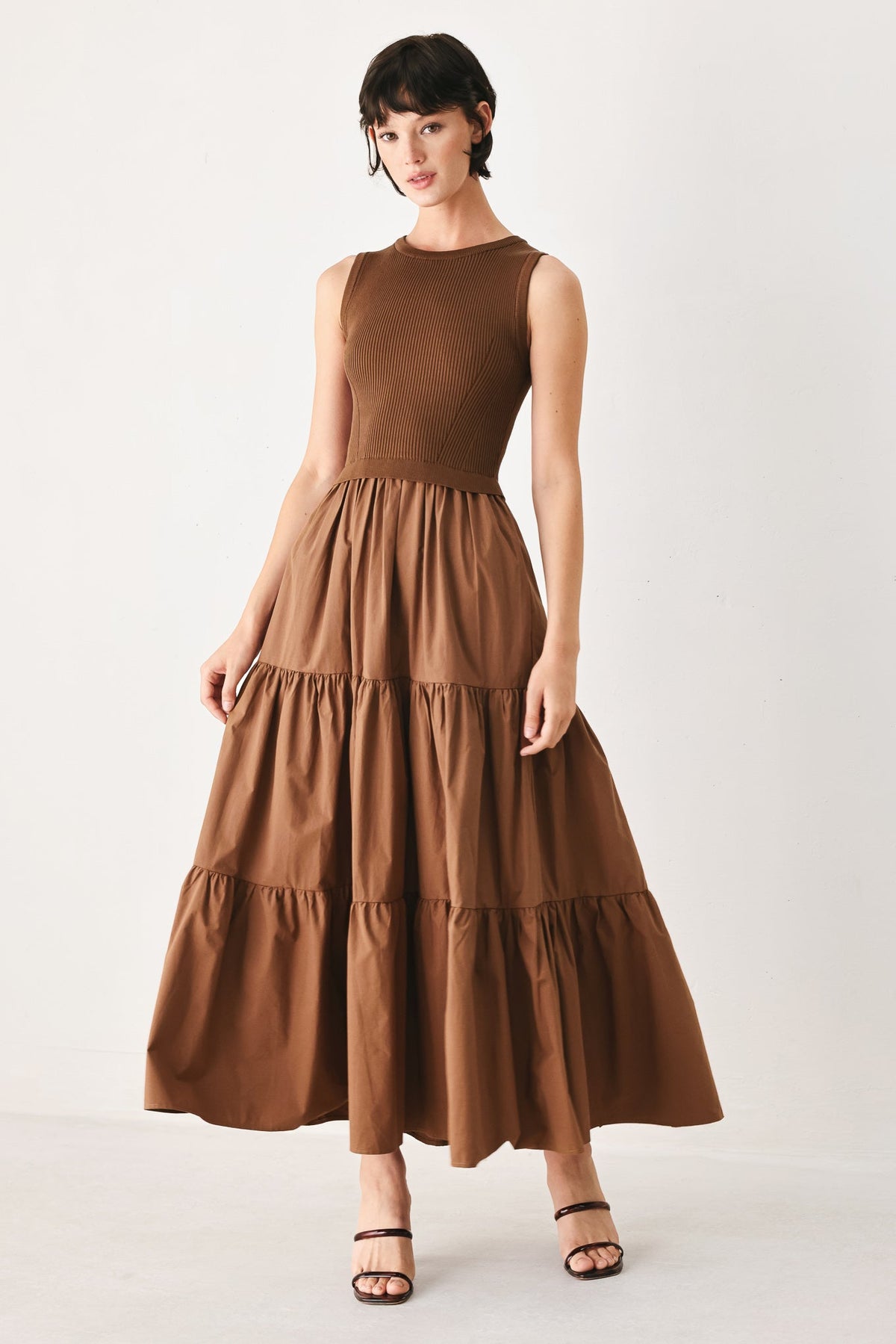 Espresso Dream Sweater Knit Midi Dress
