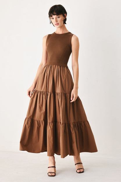 Espresso Dream Sweater Knit Midi Dress