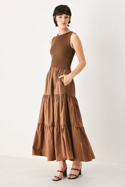 Espresso Dream Sweater Knit Midi Dress