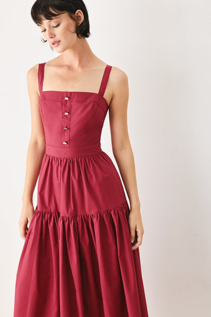 Berry Romance Woven Midi Dress