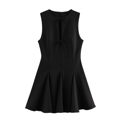 Wide bow decoration dress