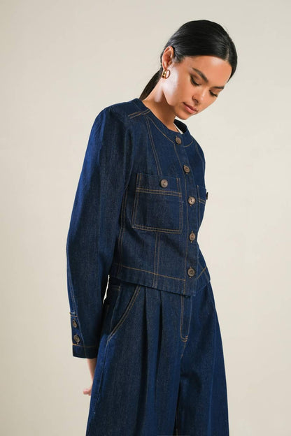 Crisp Canvas Denim Jacket