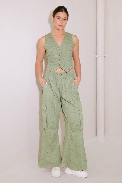 Drifting Currents Olive Woven Vest