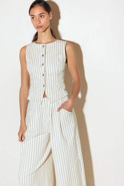Coffee Run Striped Woven Vest