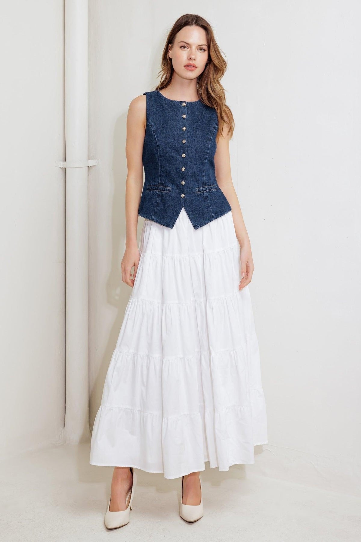 Coffee Petal Denim Vest