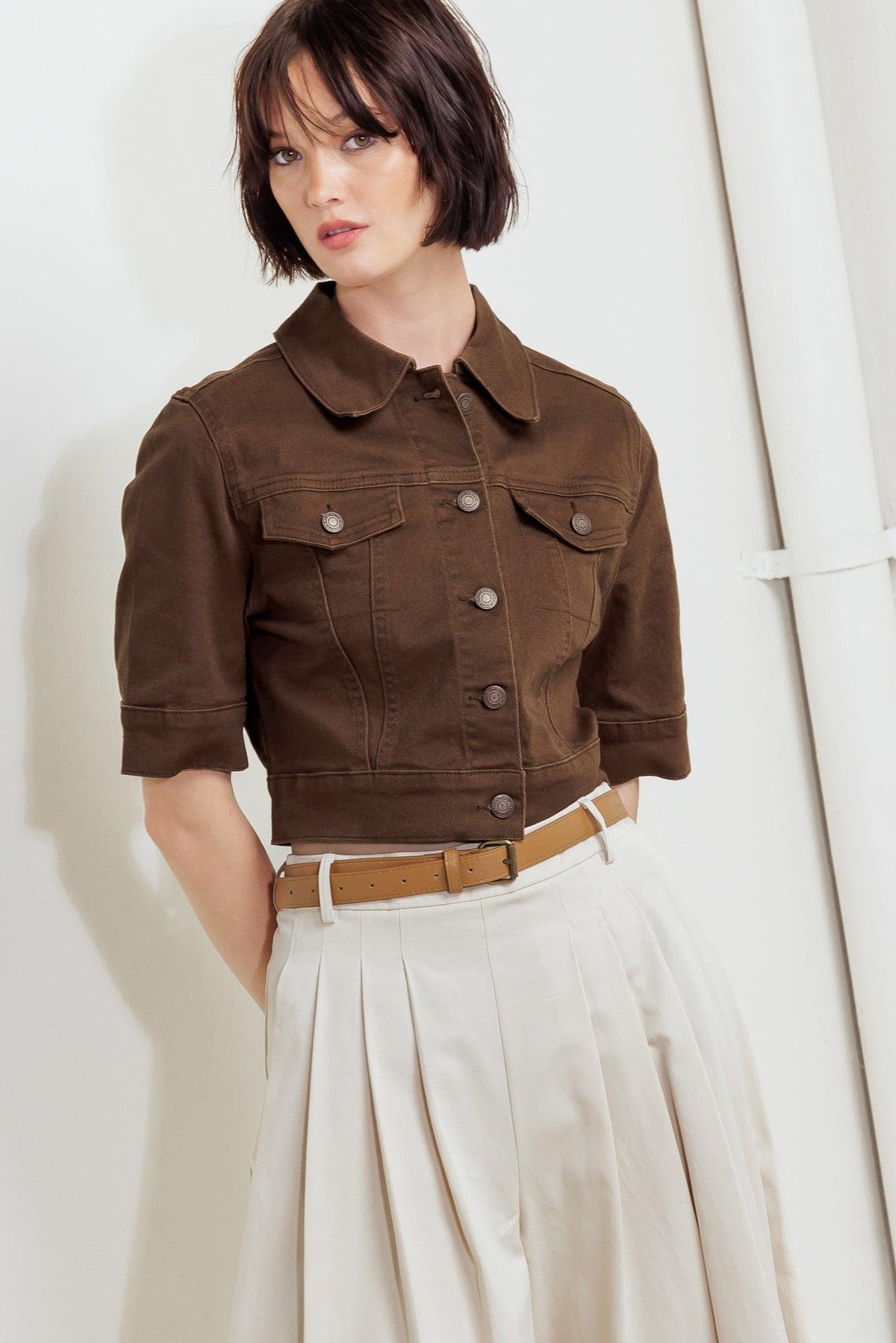 Effortless Edge Brown Twill Jacket
