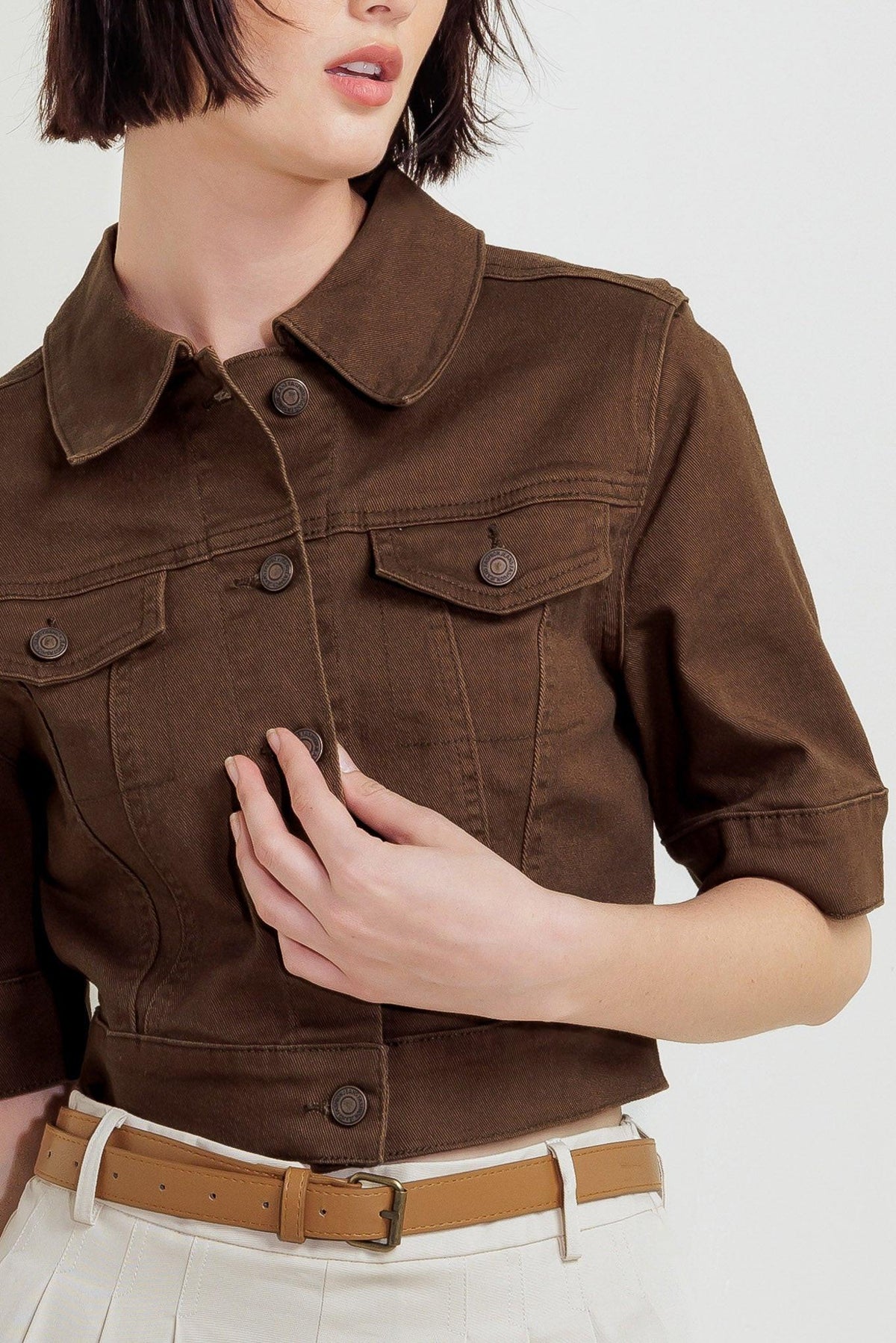 Effortless Edge Brown Twill Jacket