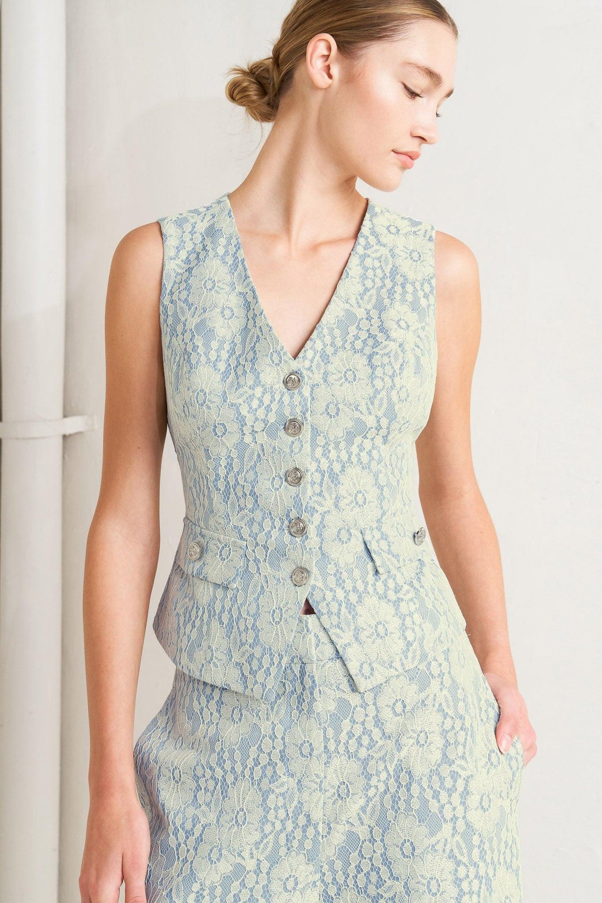 Easy Elegance Woven Lace Vest