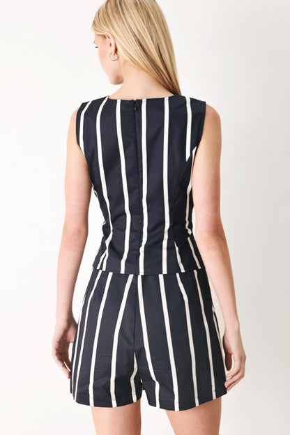 Dark Rhythm Stripe Woven Top
