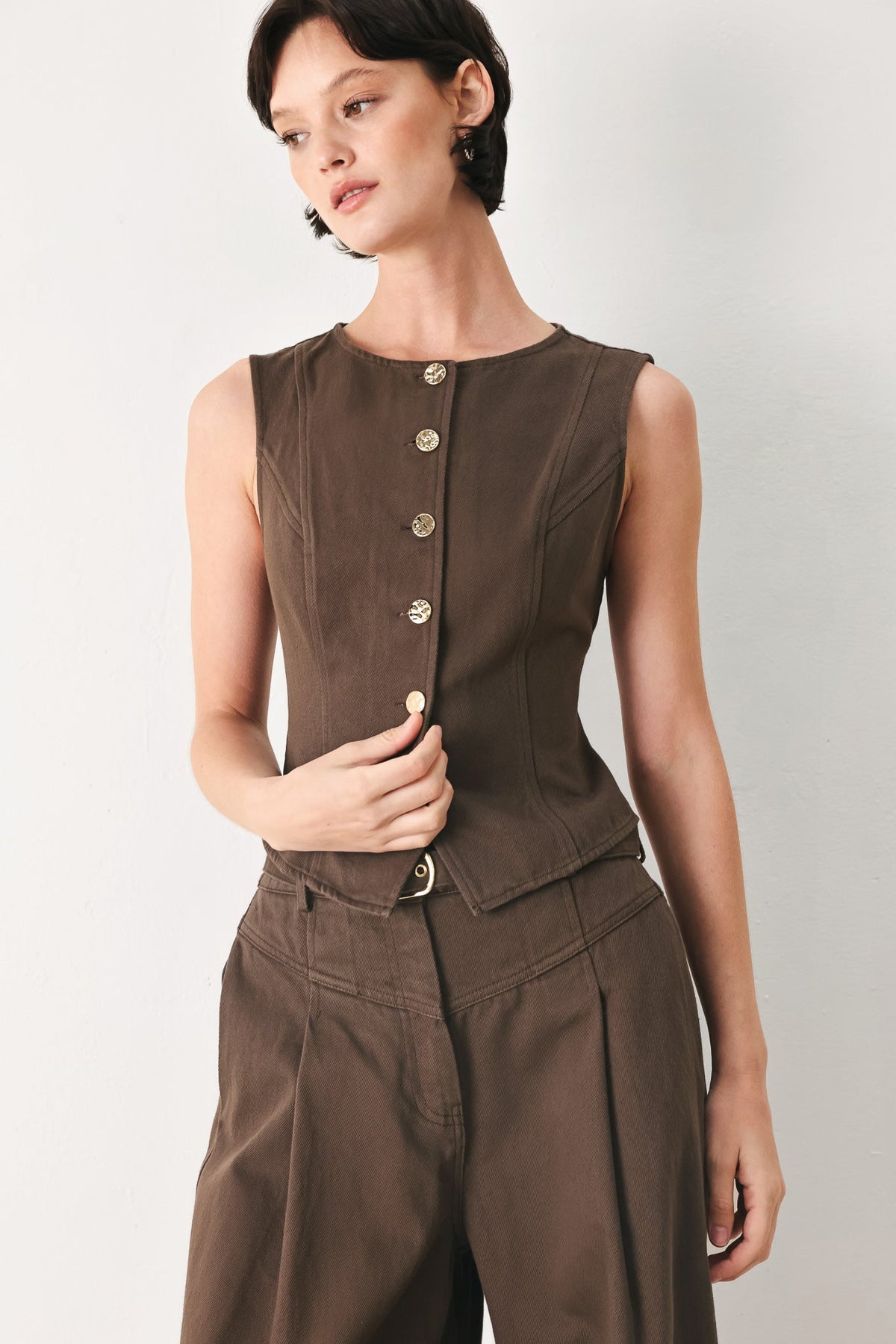 Brown Sugar Statement Woven Vest
