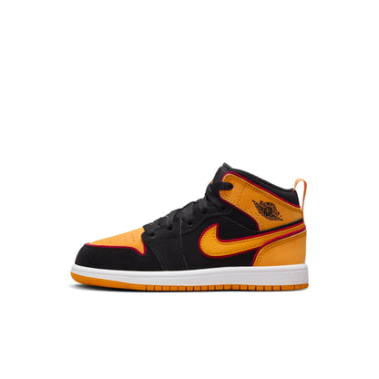 Air Jordan Preschool Retro 1 Mid Se 'Black Vivid Orange' Ps Sneakers