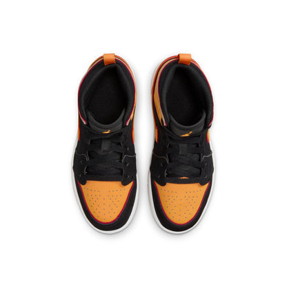 Air Jordan Preschool Retro 1 Mid Se 'Black Vivid Orange' Ps Sneakers