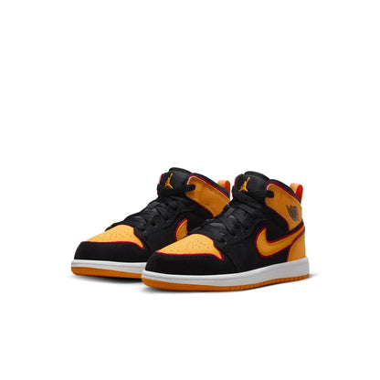 Air Jordan Preschool Retro 1 Mid Se 'Black Vivid Orange' Ps Sneakers