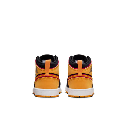 Air Jordan Preschool Retro 1 Mid Se 'Black Vivid Orange' Ps Sneakers