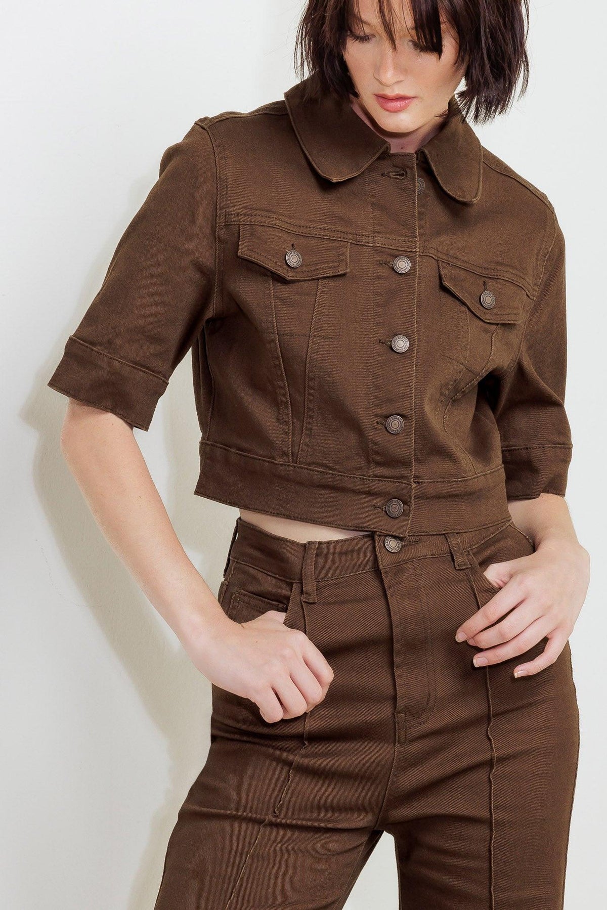 Effortless Edge Brown Twill Pants