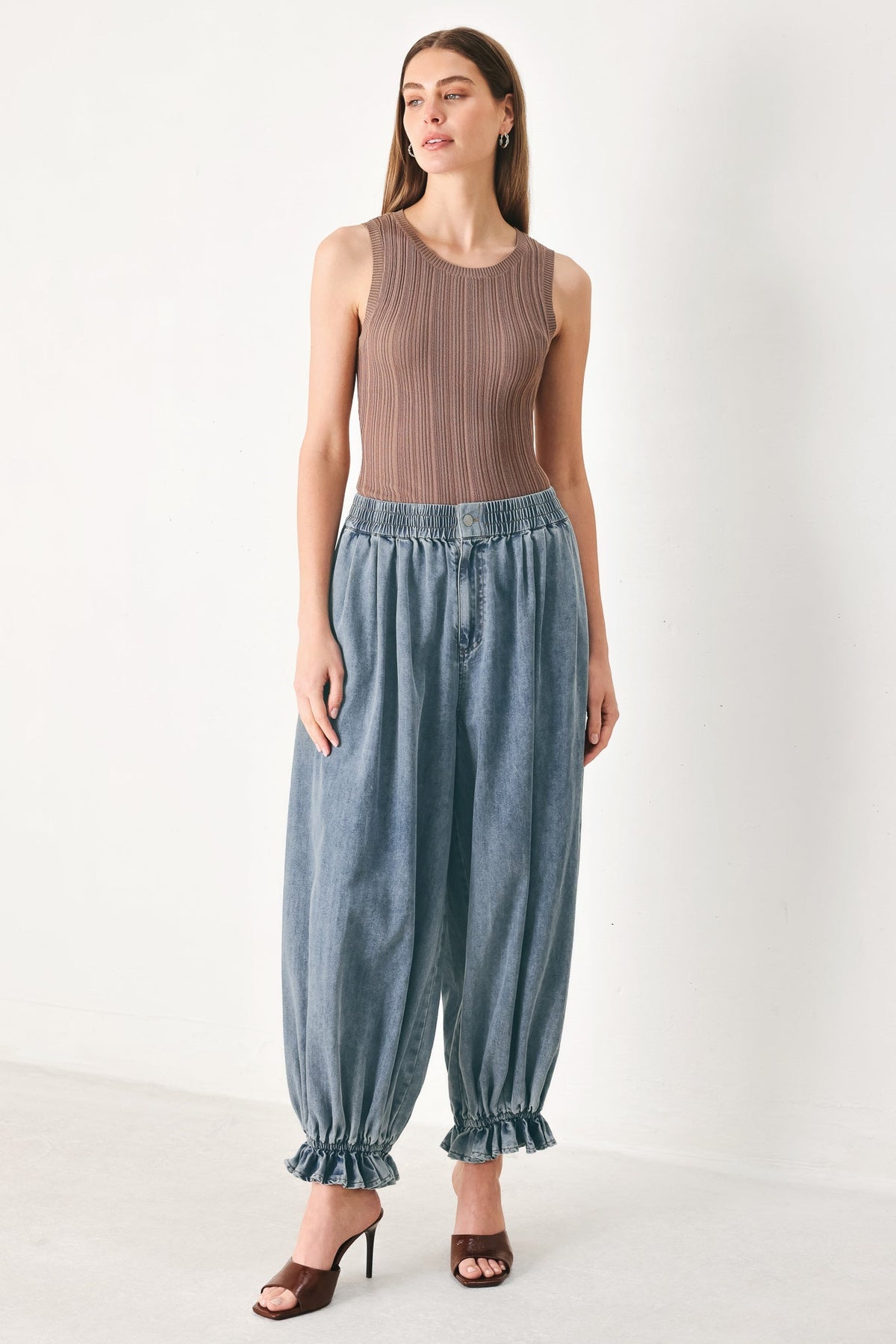 Easy Volume Denim Genie Pants