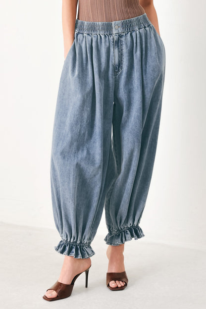 Easy Volume Denim Genie Pants