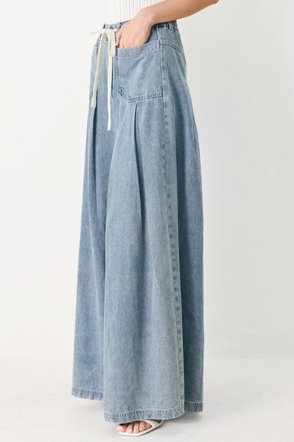 Cloud Wash Palazzo Denim Pants