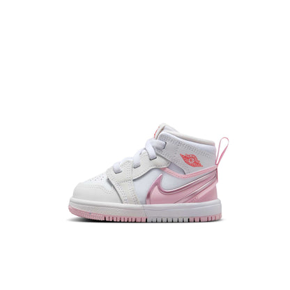 Air Jordan Toddlers Retro 1 Mid Rm Easyon 'White Fire Red Pink Foam' Shoes