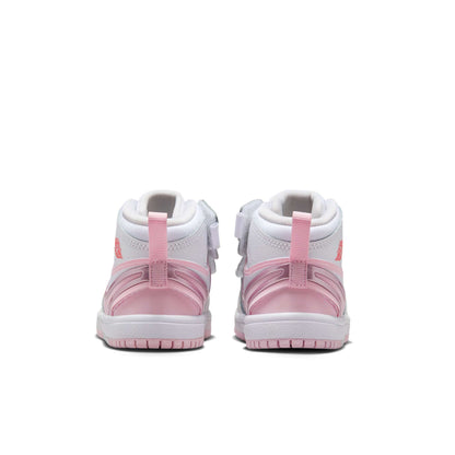 Air Jordan Toddlers Retro 1 Mid Rm Easyon 'White Fire Red Pink Foam' Shoes