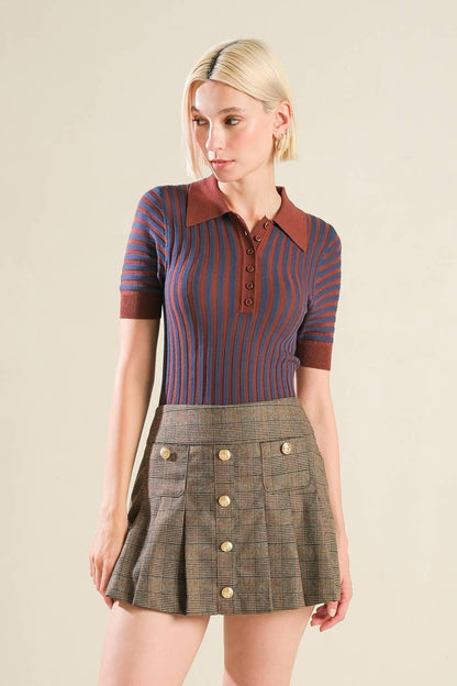 Blissful Strolls Sweater Polo Top