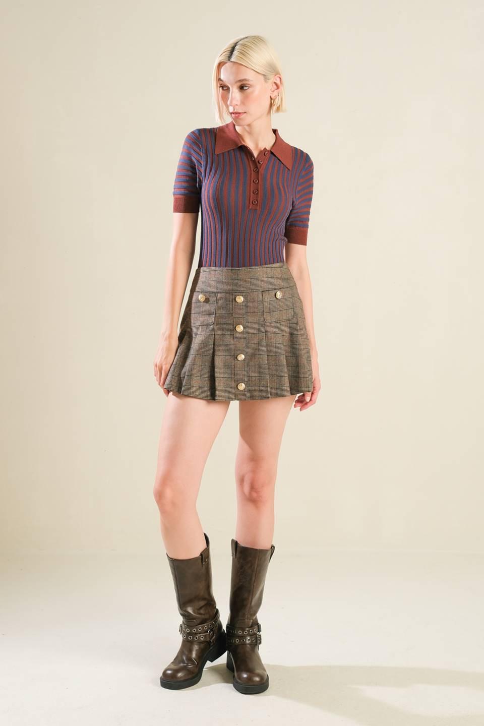Blissful Strolls Sweater Polo Top