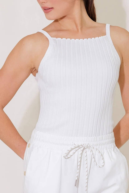 Bit of Sunshine White Sweater Knit Tank Top
