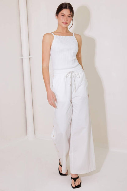 Bit of Sunshine White Sweater Knit Tank Top