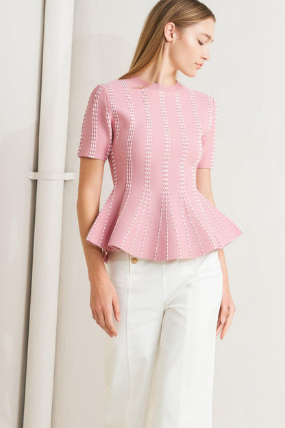 Evening Rustle Jacquard Sweater Top