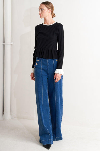 Delicate Edge Sweater Knit Top