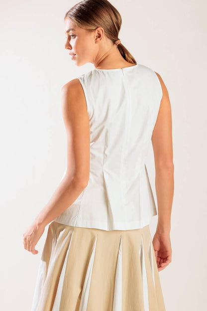 First Date White Woven Top