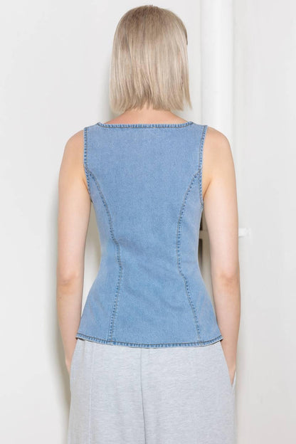 Almost Angelic Light Indigo Denim Top