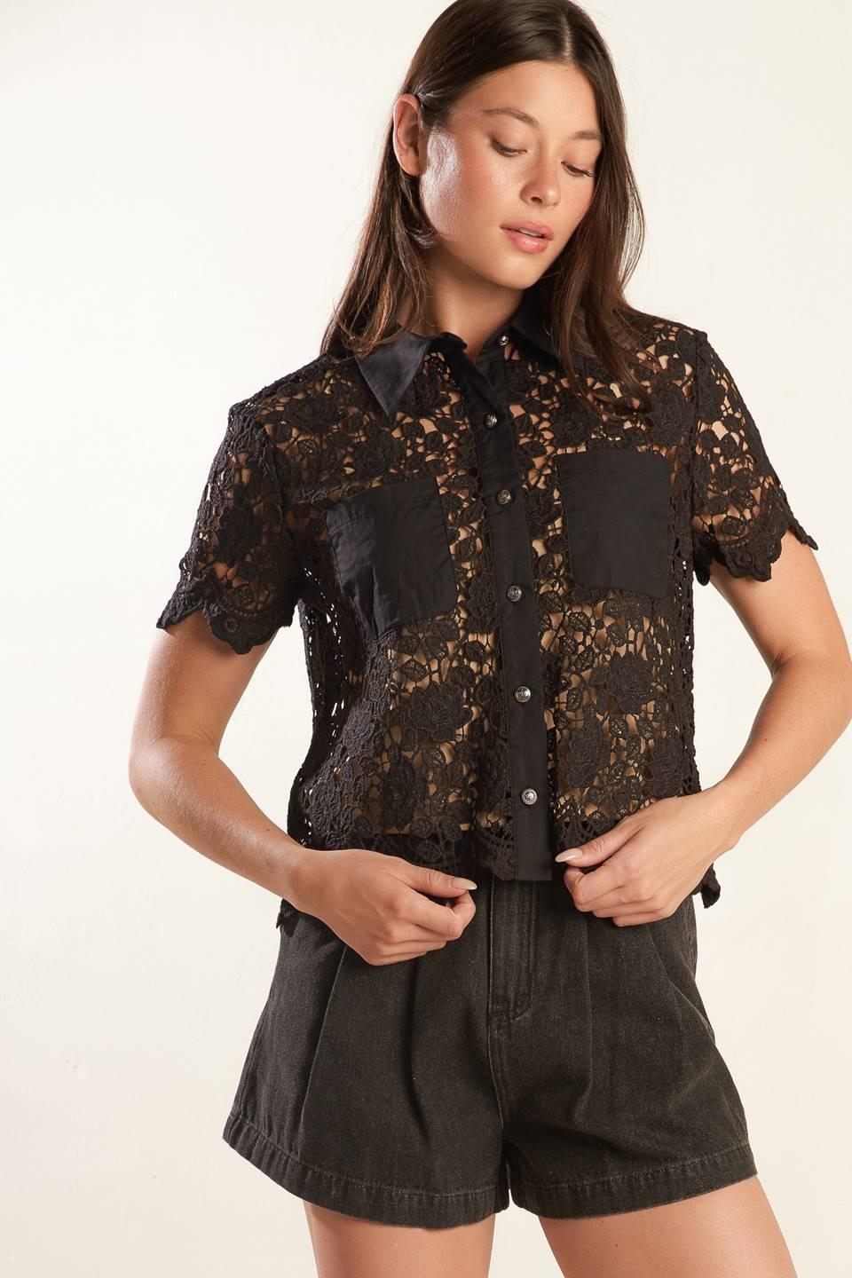 Dream of the Fleet Woven Lace Top