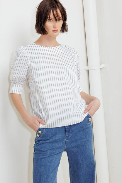 Cocoon Hour White Woven Top