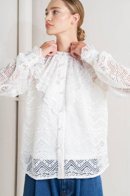 Cloud Romance Woven Lace Top