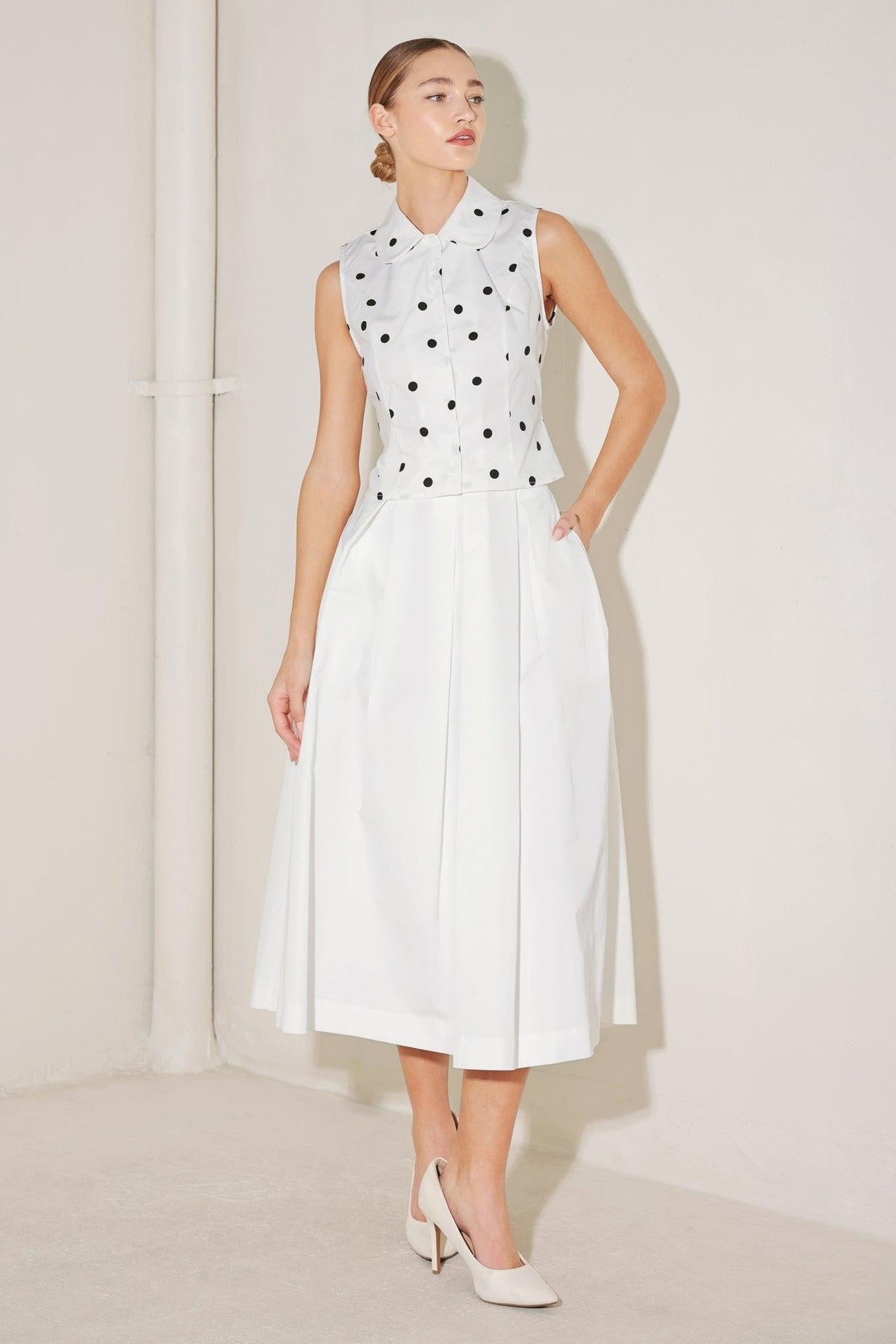 Café Noir Polka Woven Top