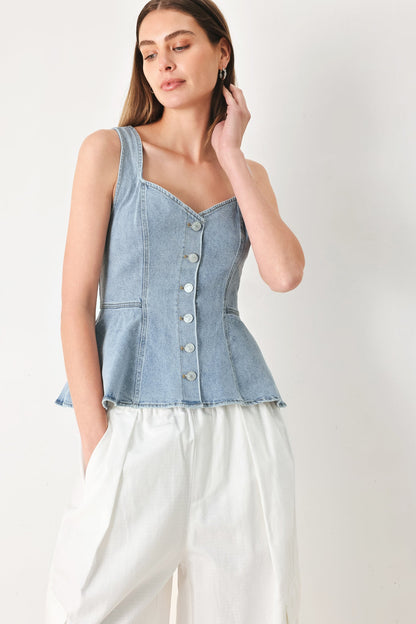 Blossom Blue Denim Top