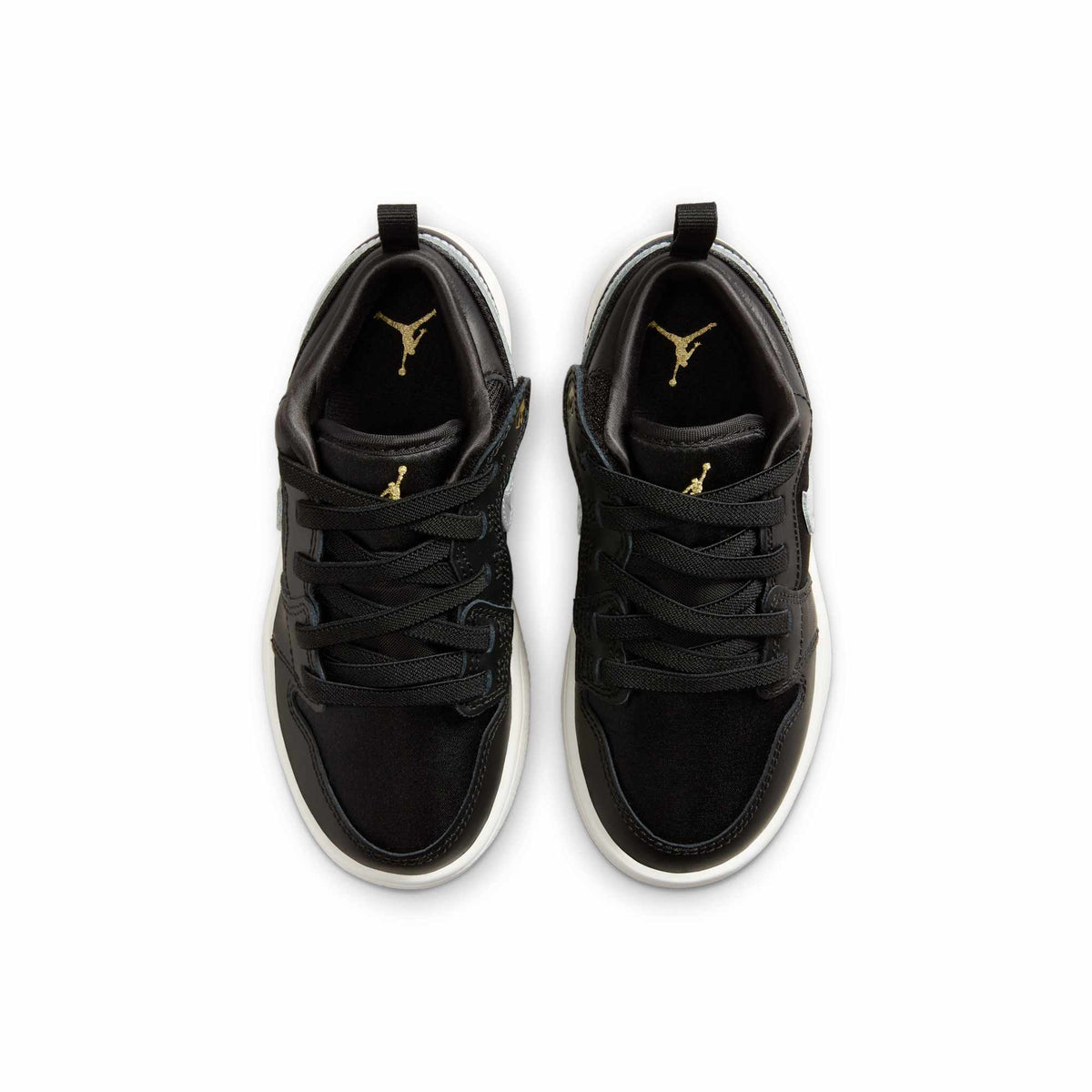 Air Jordan Preschool Retro 1 Low Alt Se 'Black Silver Sail Gold Ps' Sneakers