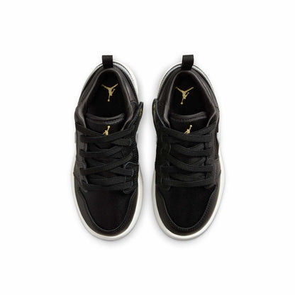 Air Jordan Preschool Retro 1 Low Alt Se 'Black Silver Sail Gold Ps' Sneakers