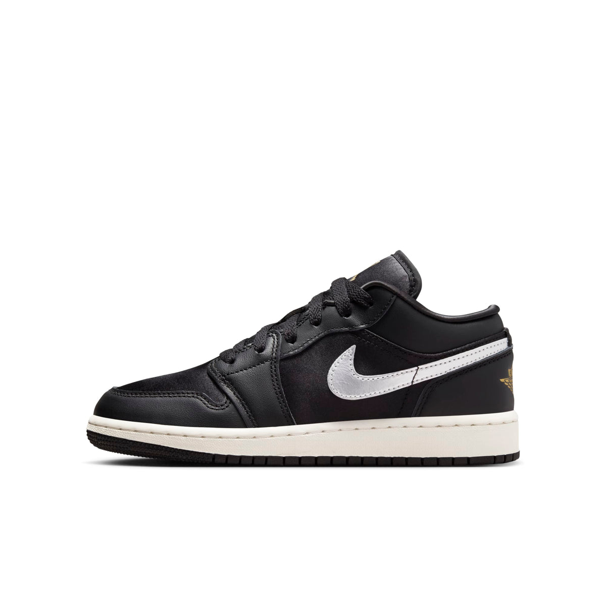 Air Jordan Grade School Retro 1 Low Se 'Black Silver Sail Gold' Gs Sneakers