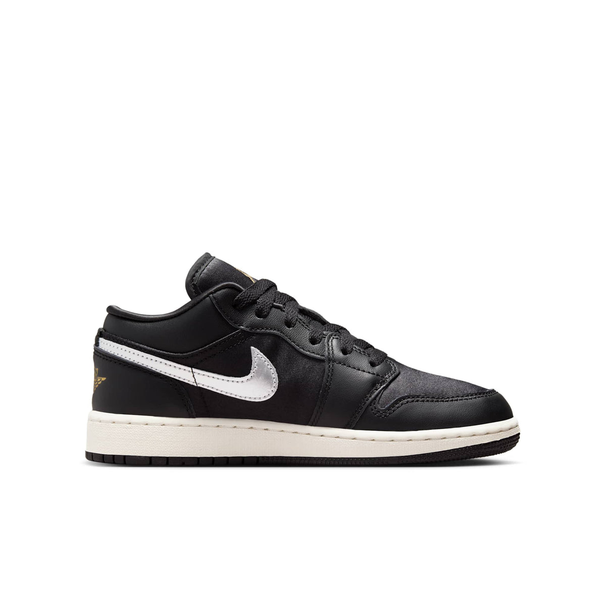 Air Jordan Grade School Retro 1 Low Se 'Black Silver Sail Gold' Gs Sneakers