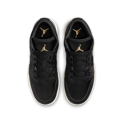Air Jordan Grade School Retro 1 Low Se 'Black Silver Sail Gold' Gs Sneakers