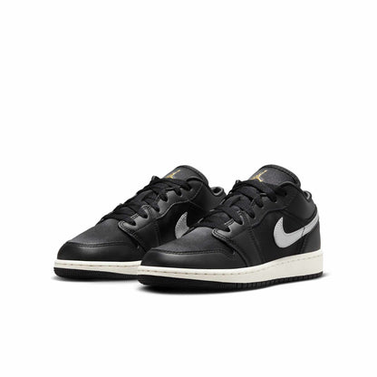 Air Jordan Grade School Retro 1 Low Se 'Black Silver Sail Gold' Gs Sneakers