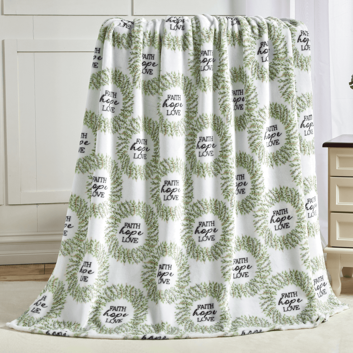 Elegant Comfort Religious Flannel Fleece Throw Blanket - Velvet Feel, 50 x 70 inches
