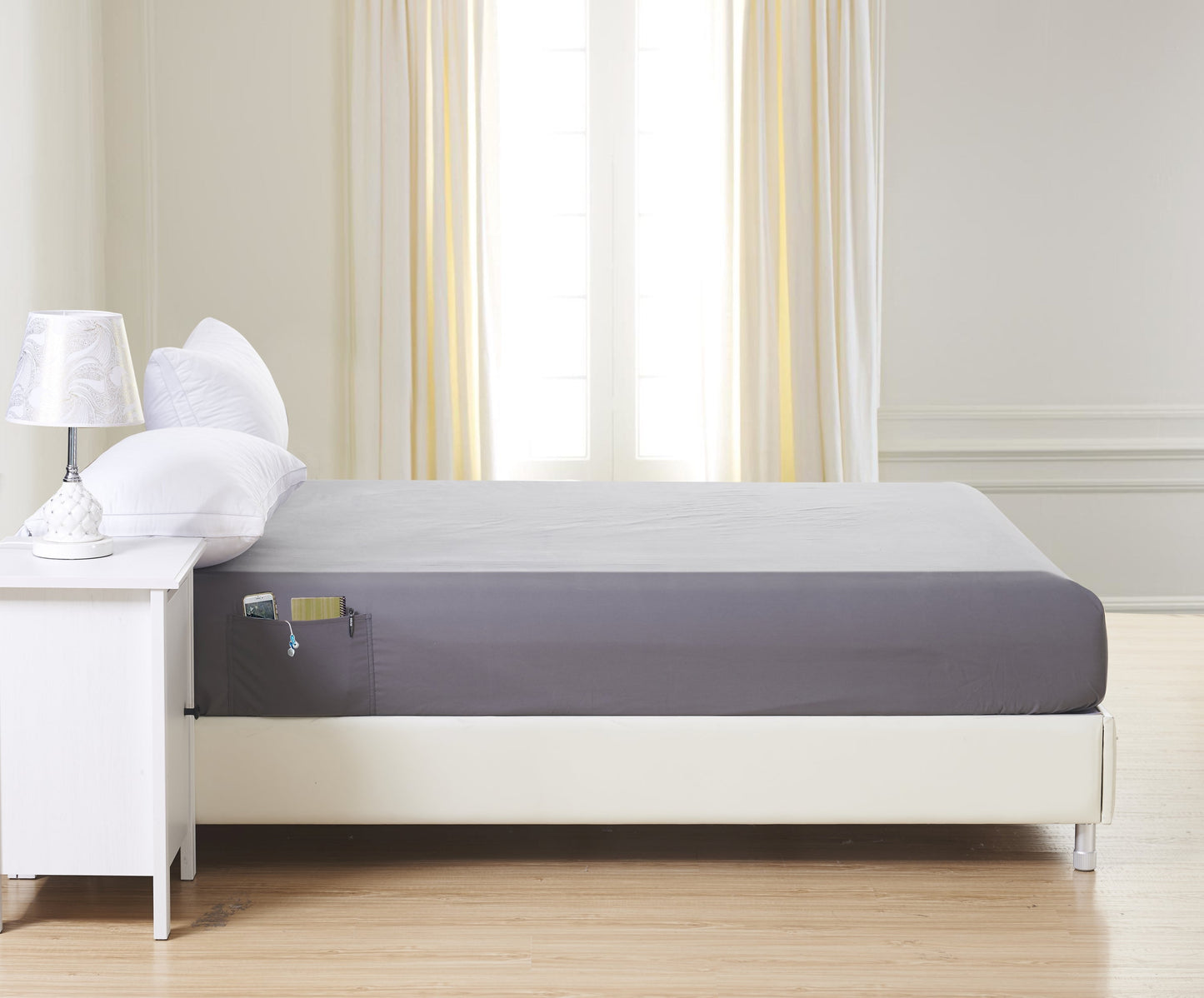 Elegant Comfort Elevated 6-Pack Deep Pocket Fitted Sheets - Double Sided Storage Pockets