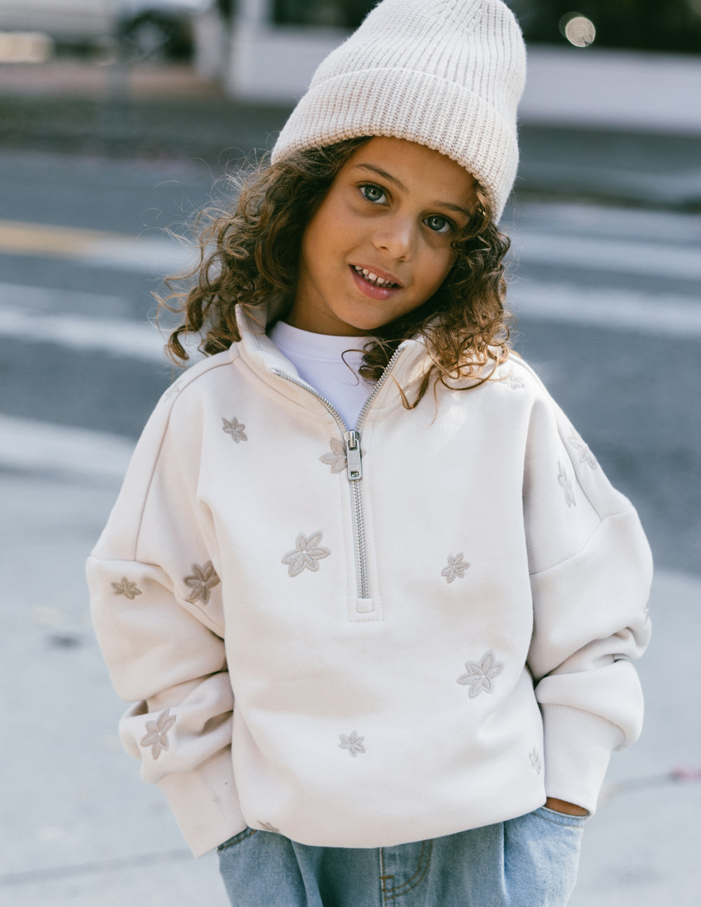 Elevated Faith Floral Kids Half-Zip