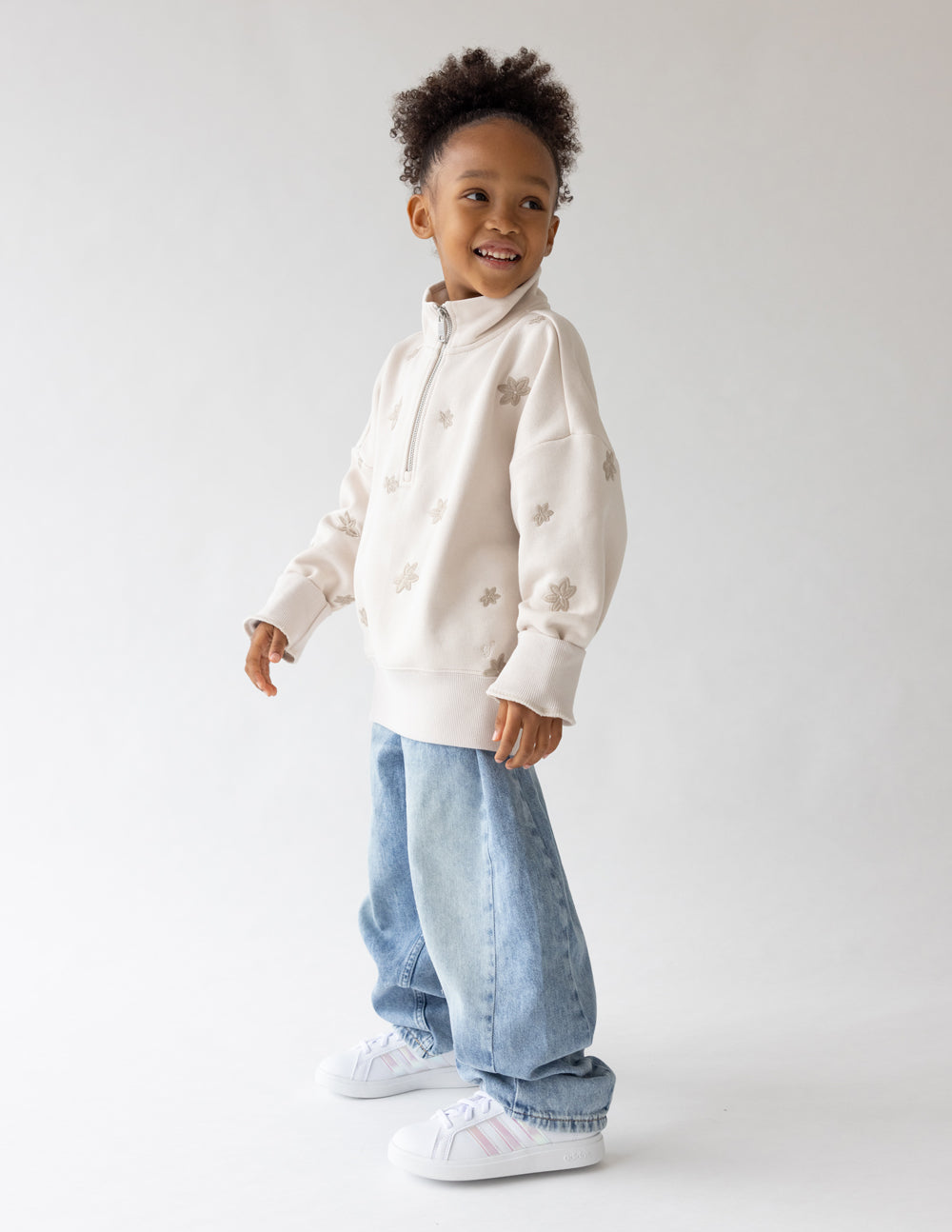 Elevated Faith Floral Kids Half-Zip