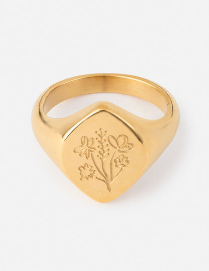 Elevated Faith Floral Signet Ring