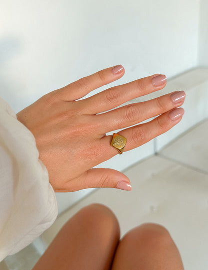 Elevated Faith Floral Signet Ring